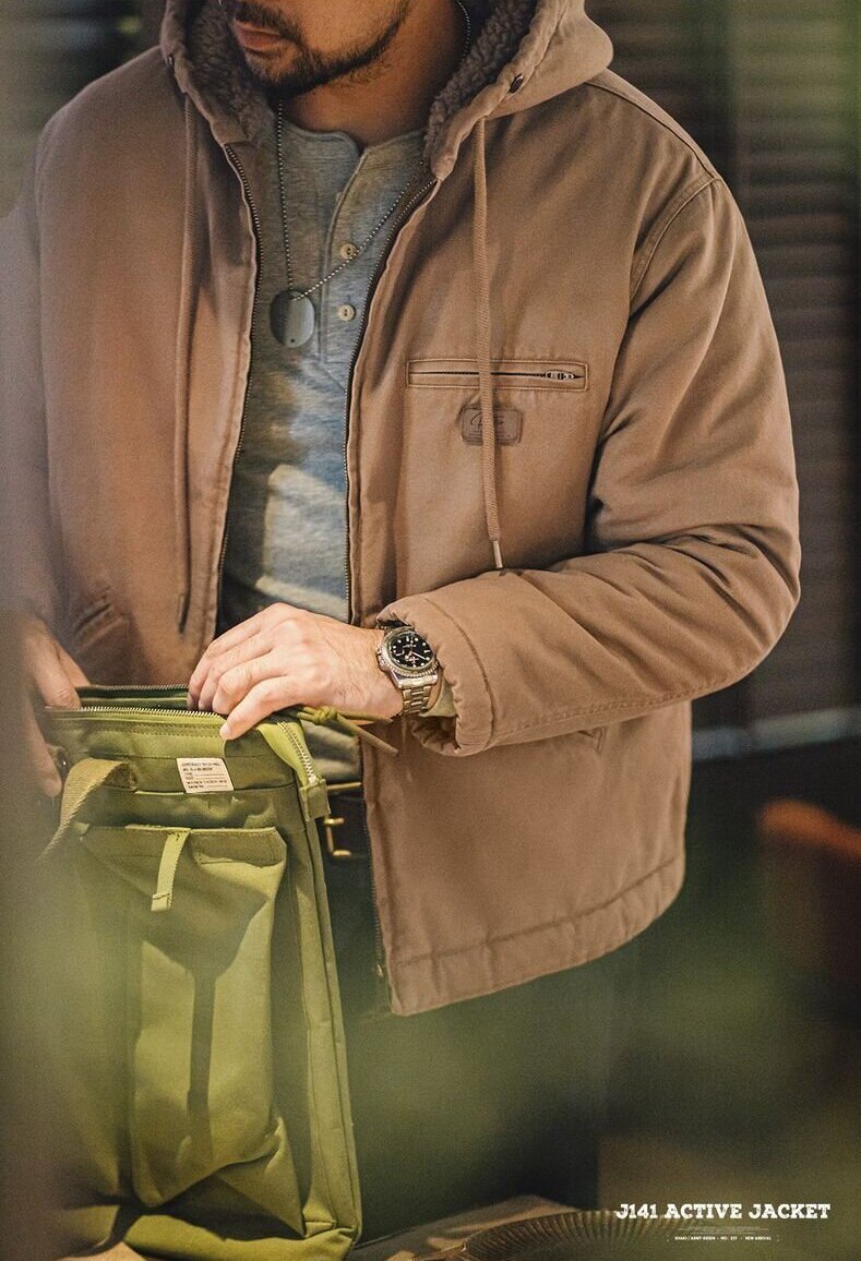 Men's Retro J141 Active Jacket Winter Warm Lamb Wool Hooded Men's Retro J141 Active Jacket Winter Warm Lamb Wool Hooded