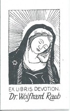 Exlibris przedstawiający "Maryję z nachyloną głową", druk offsetowy