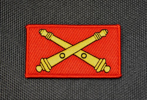 U.S. Army Artillery Branch Crossed Cannons Premium Embroidered Patch Hook Red - 第 1/2 張圖片