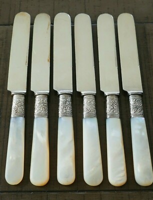 Set of 6 - Antique Landers Frary Clark Mother of Pearl & Sterling