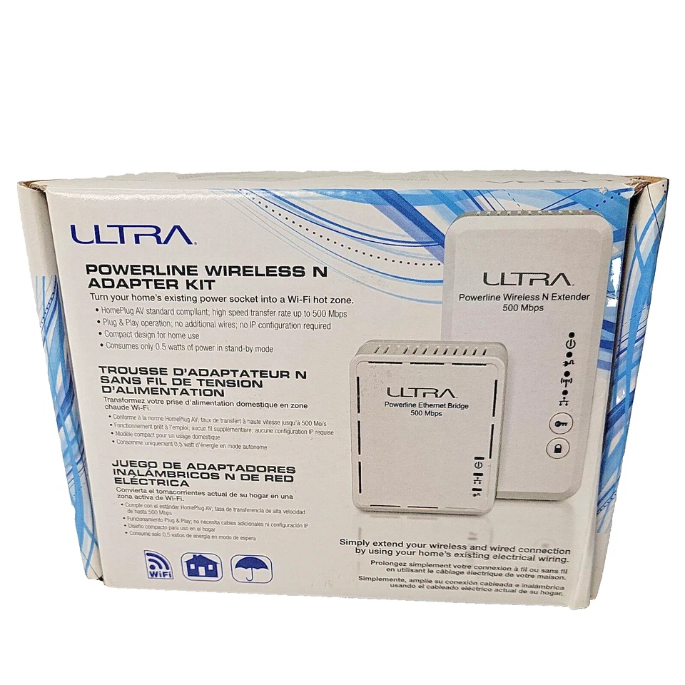 Ultra Powerline Wireless-N Adapter / 500Mbps Wi-Fi Range Extender Kit - Image 3 of 4