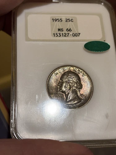 1955 25c MS 66 Ngc Old Fatty Holder CAC Pleasing Tones