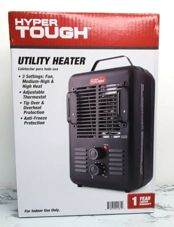 Hyper Tough 1500W Utility Space Heater Fan-Forced Type Indoor Black DQ2016  | eBay