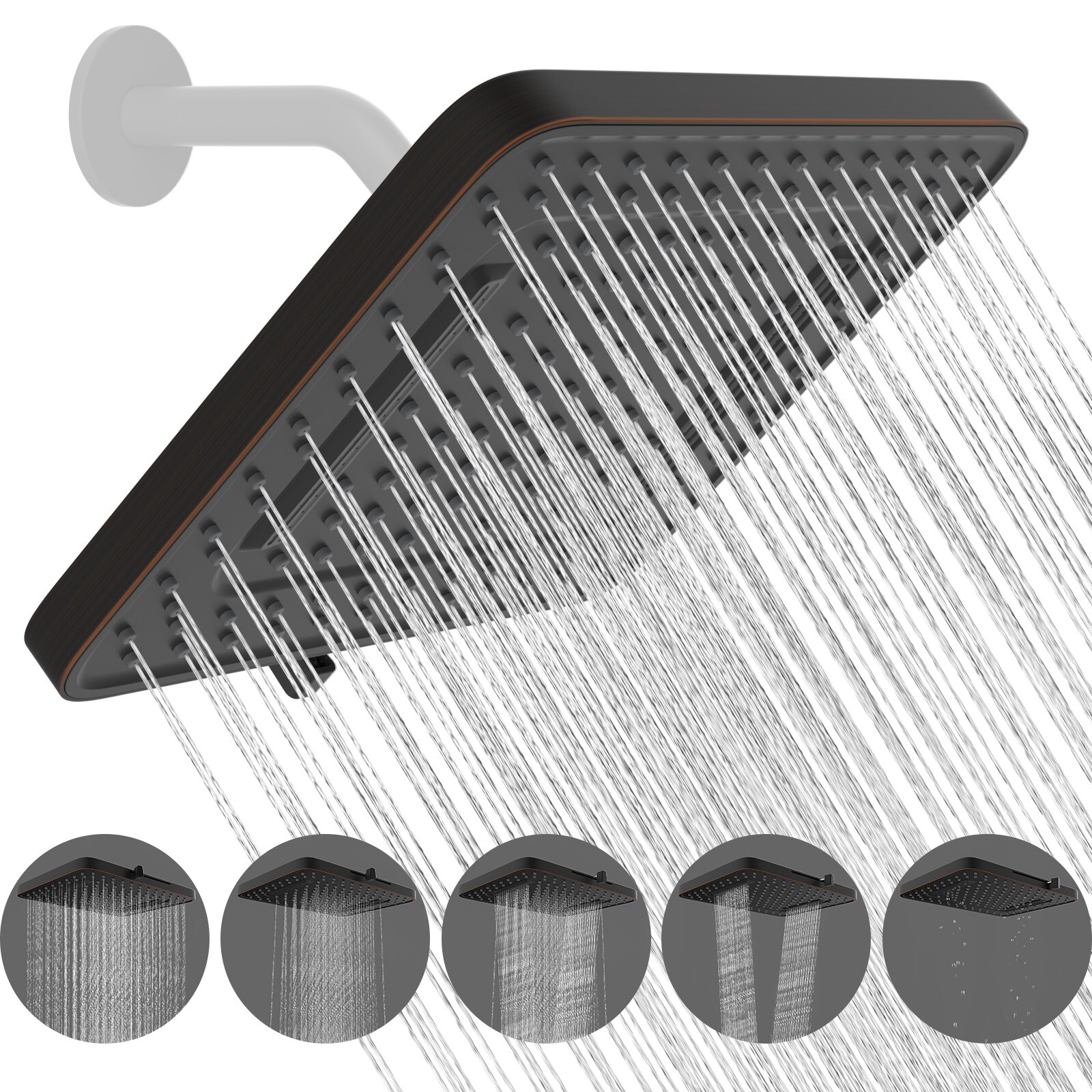 5 Spray Modes Rainfall Showerhead Oil Rubbed