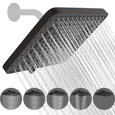 13'' High Pressure Rain Shower Head 5 Spray Modes Rainfall Showerhead Oil Rubbed