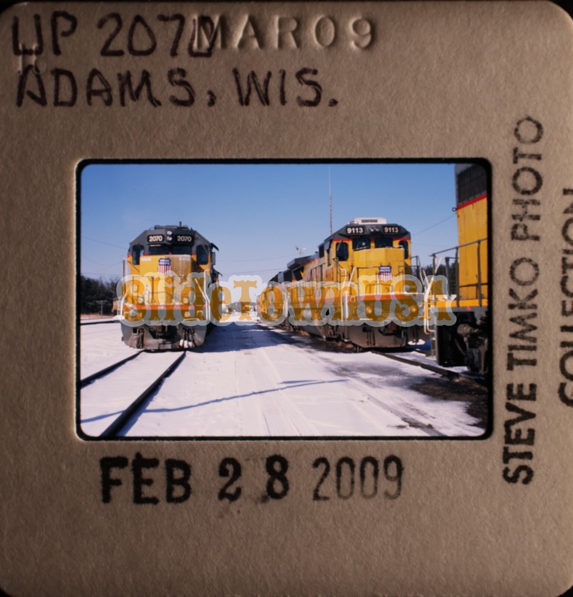 Vtg 2009 Train Slide 2070 9113 UP Union Pacific Engines Adams WI