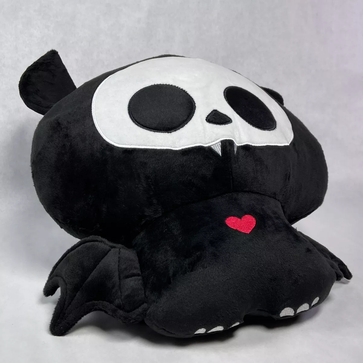 Spooky Skeleton Bat Plush Backpack Black Polyester Gothic Animal Fashion Bag