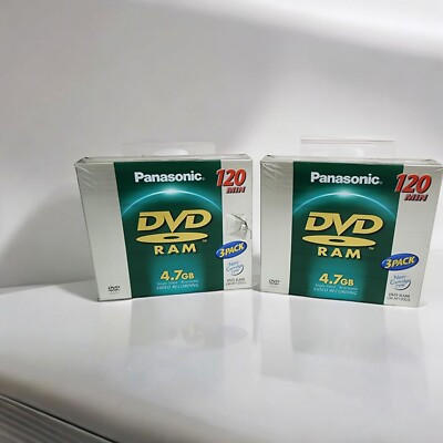 Panasonic 3 Pack DVD RAM 4.7GB 120 Min Video Rec. LM-AF120U3-Lot Of 2 ...