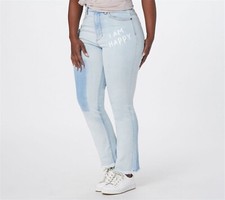 Peace Love World Highwaisted Straight Leg Jeans Bleach Denim 6P NWOT 863 