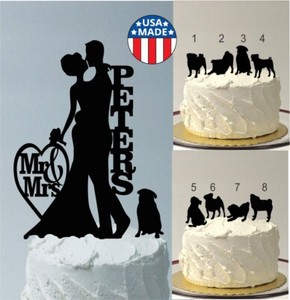 Personalized Wedding Cake Topper W Pet Pug Dog Choice Of Dog
