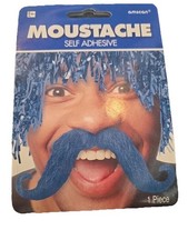 Amscan Blue Moustache Self Adhesive Mustache Cosplay Halloween Brand New