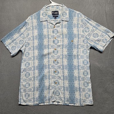 Paradise Collection Button Up Blue And White Shirt Size L