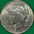 1934-D Peace Dollar Choice Almost Uncirculated AU+ Coin, Cleaning #42034