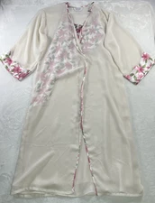 Amoureuse Sheer & Floral Satin Robe & Maxi Nightgown Set Women's M Sleepwear
