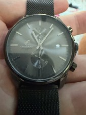 Cheetah Chronograph CH-1604 Gunmetal Black Dial Quartz Date Men's Mesh Watch