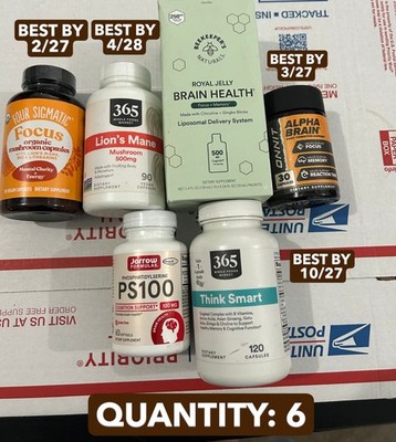 6-PACK lot Onnit Alpha Brain Jarrow PS100 Cognitive Support Capsules Lion's Mane