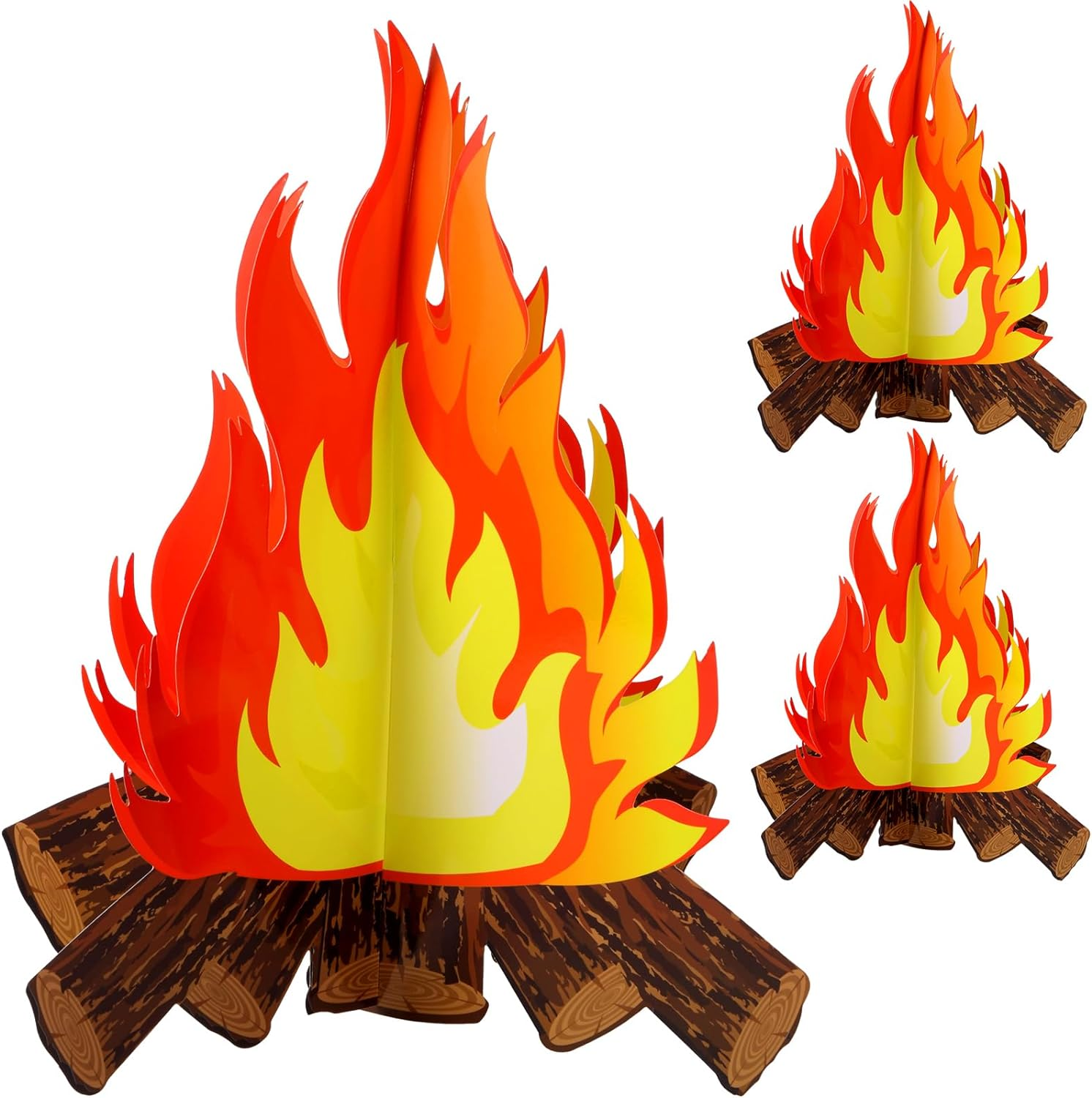3 Sets Fake Fire Fake Flame Prop Camping Decoration 3D Cardboard Campfire Center