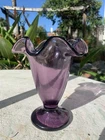 Fenton GLASS Royal Purple Ruffled Trumpet Vase Pattern