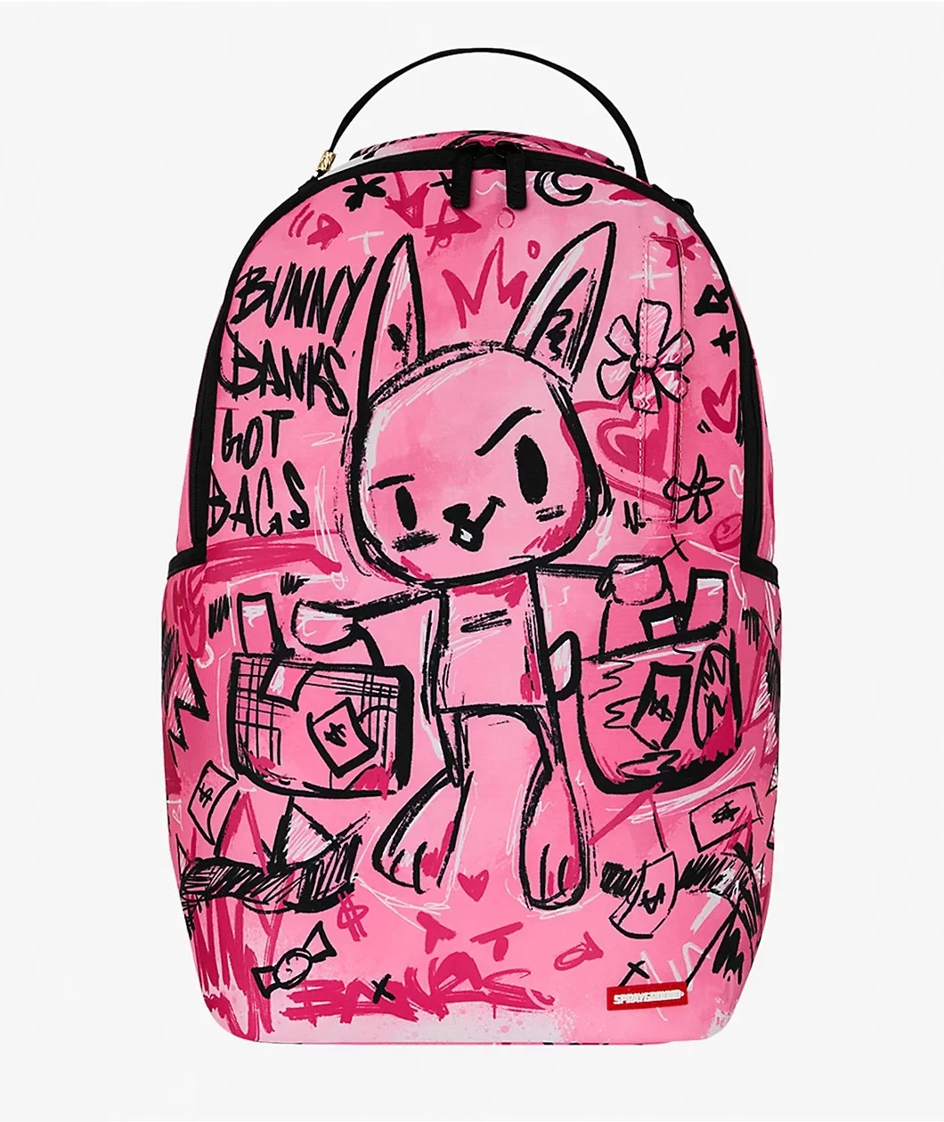 Sprayground Bunny Banks Backpack🔥New Black Pink Black Bookbag Large School Bag
