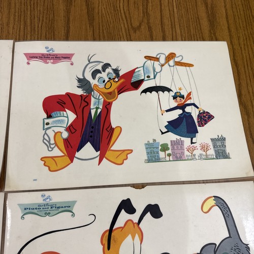 MCM Disney Tischsets 1964 Vintage 4er Set Pluto Donald Pinocchio Dr. Mallard - Bild 3 von 8