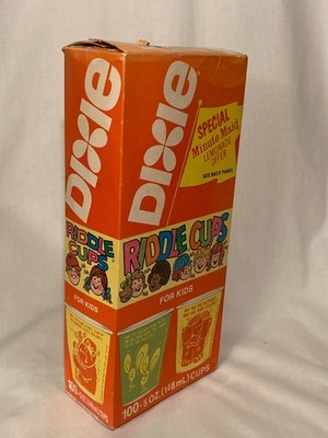 1979 DIXIE Riddle Cups box of mixed cups Consumer Products Greenwich, Conn