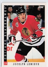 1993-94 Score #420 Jocelyn Lemieux Chicago Blackhawks