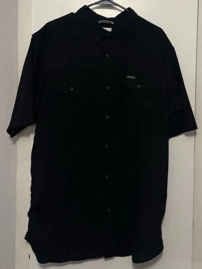 Columbia Button Up Shirt Mens XLT Black Long Sleeve Fishing Outdoor