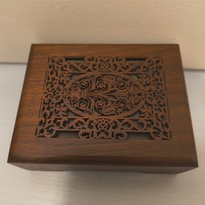 Music Box Laser Cut In Walnut Wood Engraved By LaserCraft USA Made 3.75'' X 3.75''