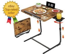 Folding TV Tray Adjustable Dinner - Trays for Eating On Couch Wooden Tables M
