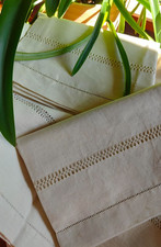 Antico Grande Lenzuolo con Federe Misto Canapa Colore Panna Ajour a Mano