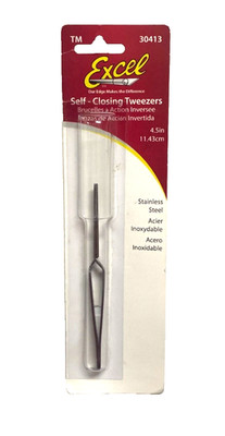 Excel Hobby Blades 30413 Stainless Steel 4-1/2'' Pointed Self Closing Tweezers