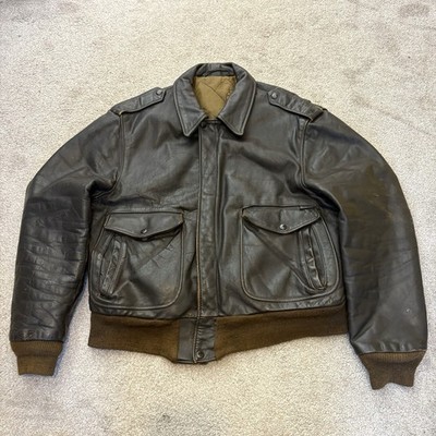 Vintage Schott A2 Bomber Flight Flieger Flieger Lederjacke Reißverschluss - Größe 44