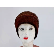 Cejon Woman's Brown Faux Fur Beanie Bucket Hat One Size Soft and Warm Casual