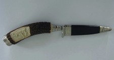 Trachtenmesser, Hirschhorn beschnitzt, Jagdnicker, neuwertig, Solingen 440C