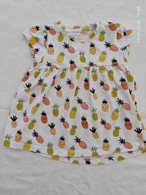 name it Baby Mädchen Kleid Gr. 74 Jersey Shirtkleid Rundhals Ananas Allover
