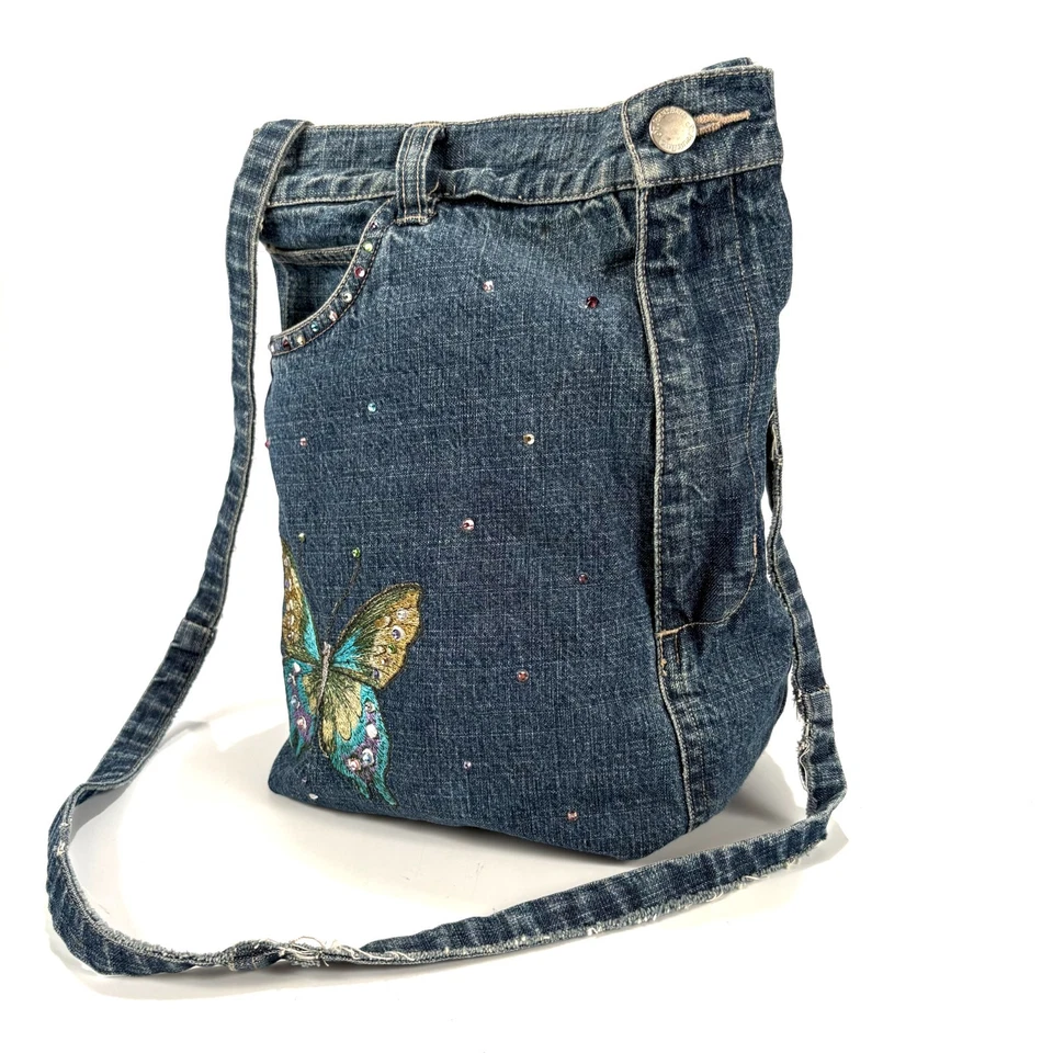 De Colección Denim Bolso de Mano Bolso Bordado Bolso de Hombro Jean Cartera BOHO HIPPIE Hecho a Mano Foto 2 de 4