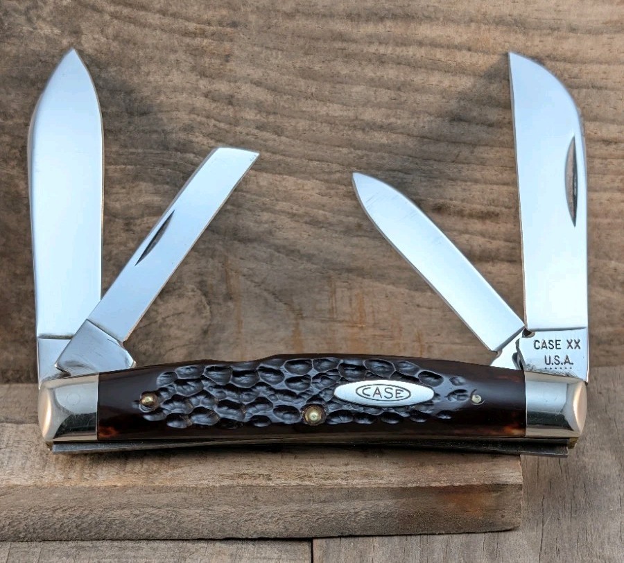 1974 Case XX Beautiful Dark Red Jigged Bone 4.25" Jumbo Congress 6488