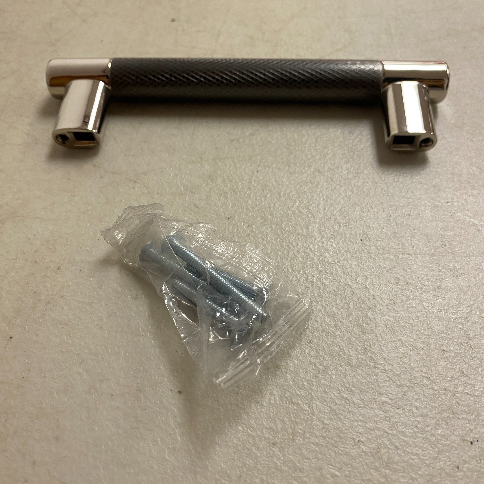 Signature Hardware Jerico Cabinet Pull 5‑1/8″ CC Polished Nickel/Gunmetal