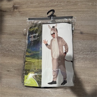 Spirit Shrek Donkey Hooded One-Piece Costume Jumpsuit w/ Tail 