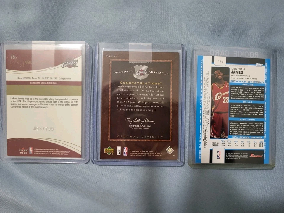 (3) LEBRON JAMES 2 Rookies 1 Mem #d /799 /250 BOWMAN FLAIR UD - Image 2 of 4