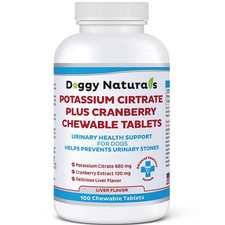 Potassium Citrate Plus Cranberry Supplement for Dogs 100 Tablets - Urinary Tra