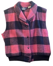 The Woolrich Women Wool Vest Navy And Pink With Pockets Size Large