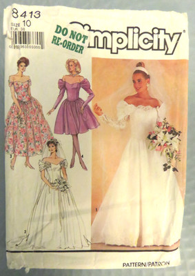 (1980) Simplicity 8413 Schnittmuster Damen Hochzeit Brautjungfer Ballkleid Kleid