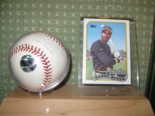 Barry Bonds signed baseball authenticated holograph, card, display holder, box.