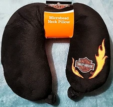 Harley Davidson Travel Neck Pillow Black Stuffed Plush Motorcycles Airplane NEW