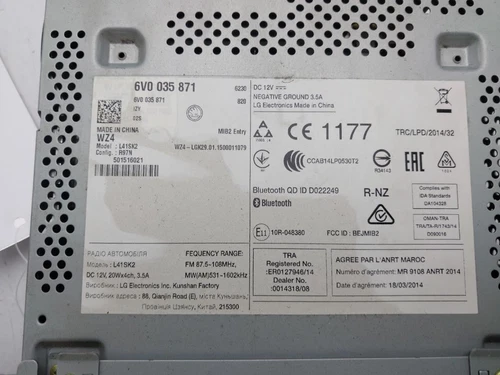 6V0035871 Sistema Audio/Radio Cd para SKODA FABIA (NJ3) Ambition 2015 9258922 - Imagen 5 de 10