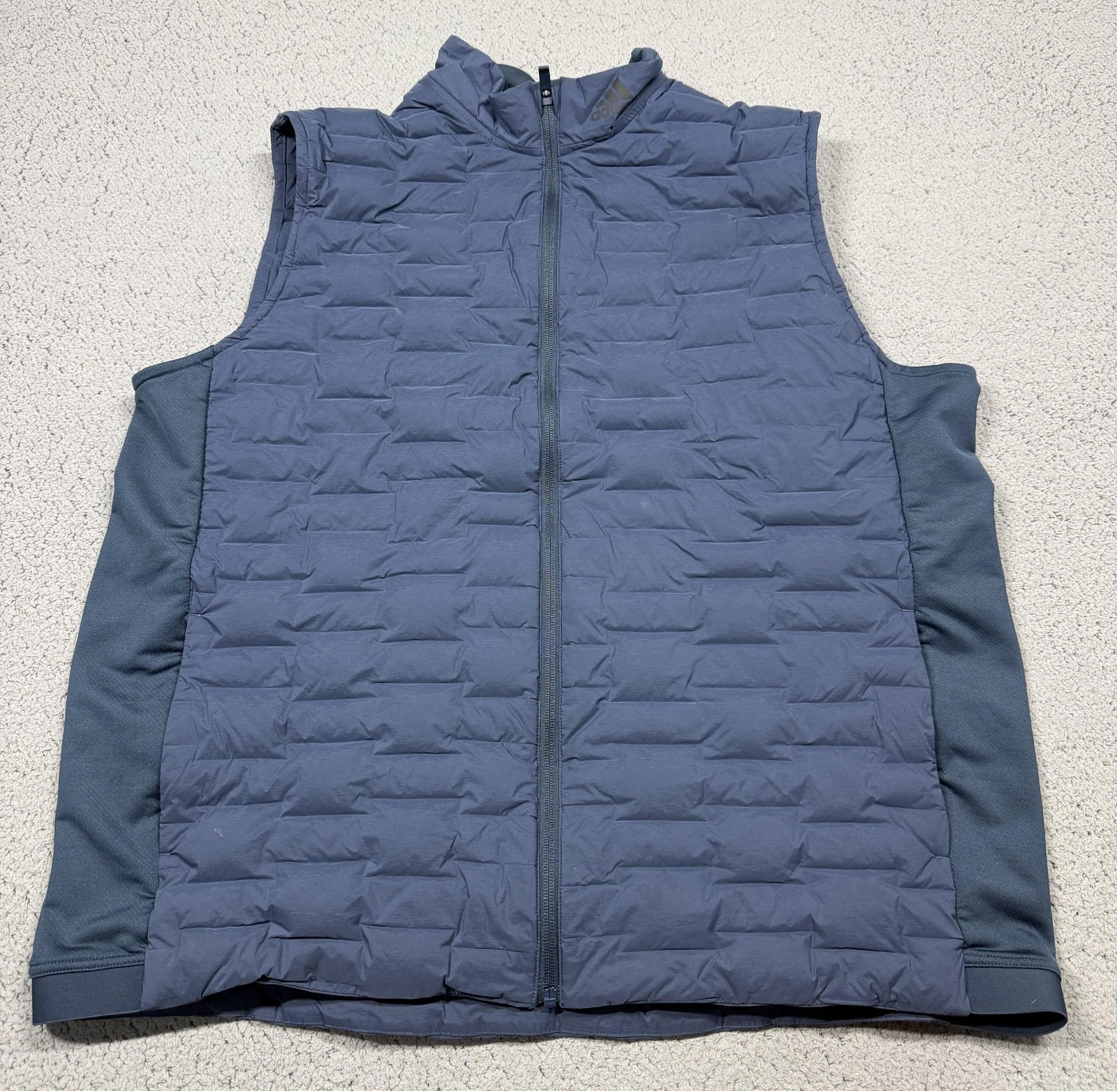 Adidas Frostguard Puffer Vest Mens XL Blue Quilted Down Full Zip Golf Insulated