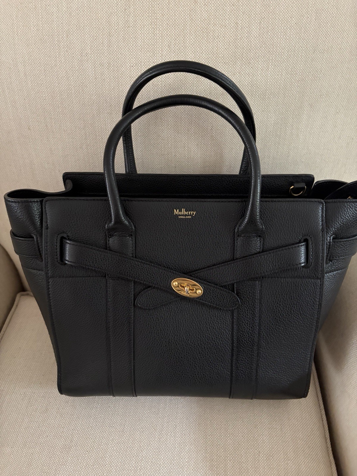 Mulberry Bayswater Small Black Zipped  Grab Bag With Shoulder Strap