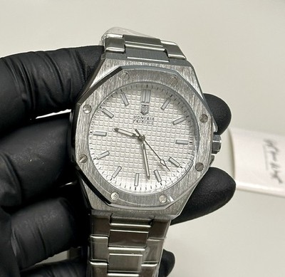 マスタープリペイドカード付きvyvo watch Montres Prestige by Invicta MPW-0249 Silver-Tone Waffle Dial 44mm