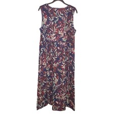 Coldwater Creek Dress Brown Floral Leaf A-Line Sleeveless Dress Cotton Large